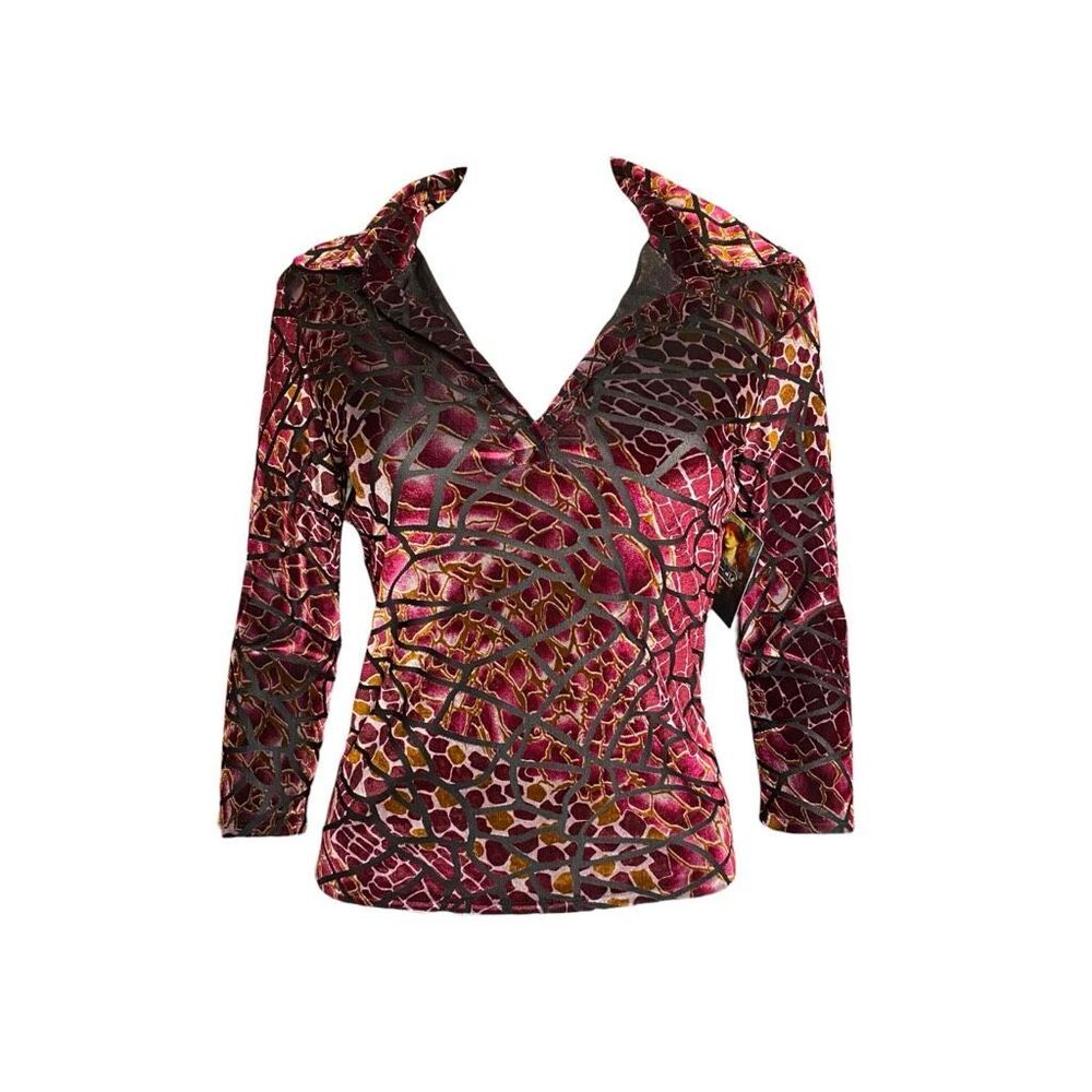 cache goth velvet fitted blouse